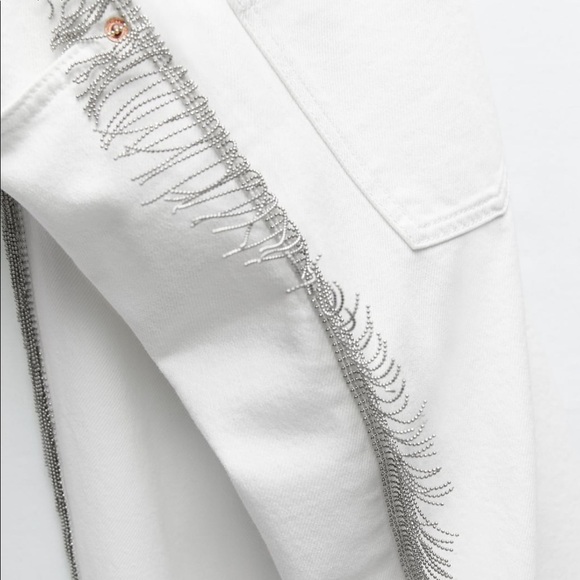ZARA BNWT Premium 90's Full Length Embellished Jeans - Picture 2 of 5